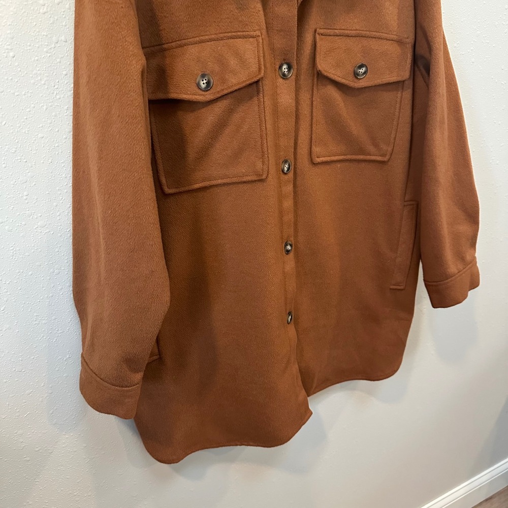 Express Shacket Women XL Rust Brown Oversized Fleece Shirt Jacket 009710137 - Picture 10 of 16